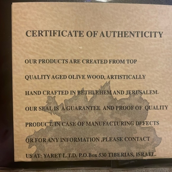 Vintage NWT Olive Wood Nativity Ornament 2000 Made in Jerusalem 4 1/2” - Picture 3 of 3